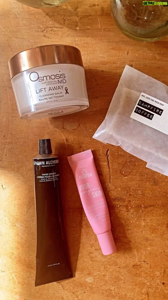 Anna Passey Instagram - S U N D A Y S E L F C A R E Sharing a few of my current favourite skincare heroes! @osmosis_beauty Lift off cleansing balm-I slather this right over my makeup at the end of the day and it lifts everything away beautifully! @grownalchemist Hand balm-a must for my handbag, their fragrances are out of this world! @dr.pawpaw (previous PR gifted) I’ve used their products for years, and am a huge fan, but this eye cream has really stood out to me as something special! Perfect consistency, non greasy and definitely brightening! Since using it I notice my makeup sits way less around the creases of my eyes. There was also an SPF cream in this range, I’m keeping my eyes peeled for as I’ve heard good things and it sold out almost everywhere! @kipcandleco handmade natural soap scrub bar, the coconut base adds next level moisture and the fine coffee ground exfoliate is THE BEST SCRUB I’ve ever used-great for pre-holiday glow, fake tan removal and dull winter skin, it’s a year round hero for me!