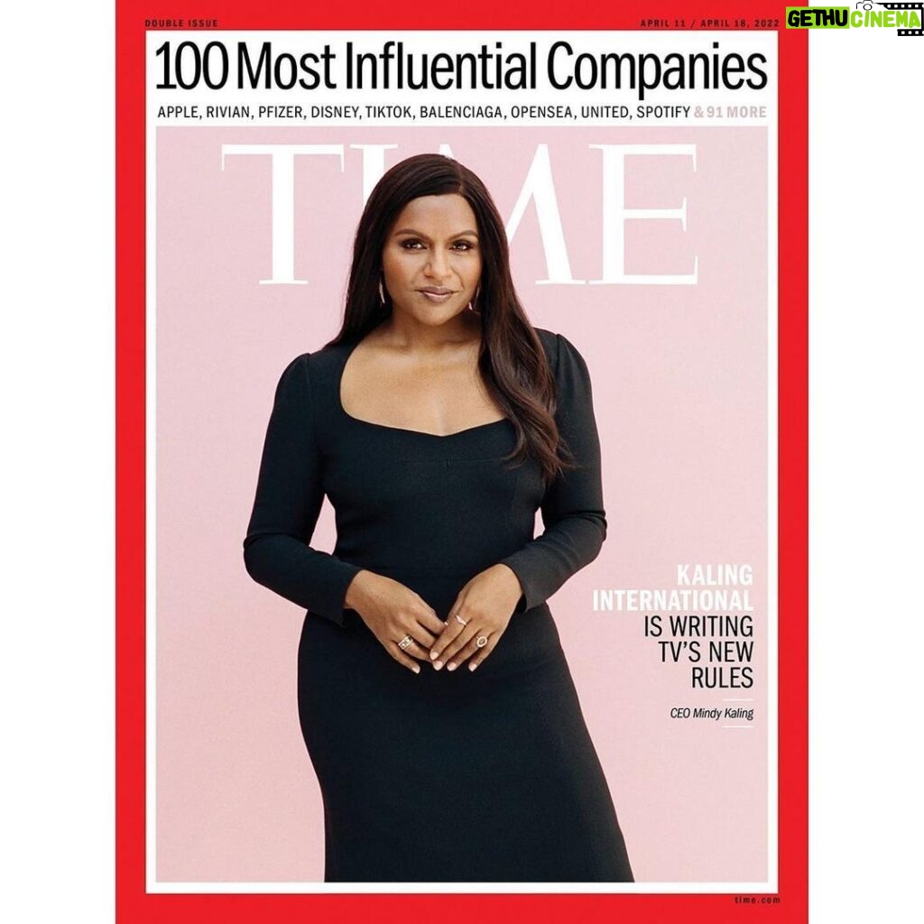 Anne Hathaway Instagram - I got choked up reading this. Congratulations @mindykaling xx In Season 7 of the Office, I remember we did this funny thing where Kelly Kapoor decided to be ambitious, and she created a persona "I'm Kelly Kapoor, the Business Bitch". It was funny because Kelly loved the idea of "fierce women in power" and wanted the trappings of being high powered without the work ethic, leadership or vision. She liked wearing the skirt suit. Meanwhile, I like wearing comfortable pants, and have loved these past few years being behind the camera. It's hard to take yourself seriously when you work in comedy, but this feels like the time to do it. Having @kalinginternational recognized by @time as a leader in business is frankly, unreal. I created Kaling International in my bed, where I do all my writing, because my beloved friend, manager and producing partner, Howard Klein told me I needed a company to oversee the projects I was writing and producing. But in the past few years, it has become more than just the name. Besides my two kids, it is the love of my life. The moment I created my company, and my career became about making content that showcased stories of the underestimated and under-represented, my entire life changed in the best ways. We are able to find unique perspectives we love, that make us cry and laugh, and give them a platform that has reached millions. My company is small - it's just my tireless partner @hklein1957 @jkumai and our two amazing assistants @maddy.armstrong and @victoriarice_, but it's so important to us to create shows that reflect a world we experience but don't get to see. The writers and actors we work with are endlessly creative and hard-working, and my joy each day is collaborating with them. And we couldn't do any of it without our amazing partners at Warner Brothers TV. My entire career has hinged on people taking chances on me, as unlikely as I might have seemed. And all my greatest success has come from me doing the same with other people. I hope there are people out there - young women of color in particular - who see this cover, get inspired, and ask themselves "Why not me?". @edockterman 📷: @chantalaanderson #TIME100Companies