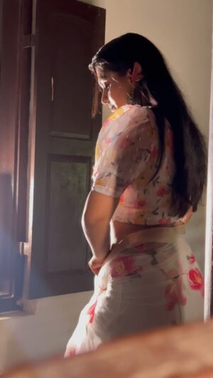 Ansha Mohan Instagram - Kanmani 🤍

.
Makeover @nashash_makeover 
Wearing @garggyboutique 
Vc @aljin_aj 

.
#fyp #trending