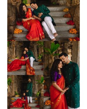 Arjun Kamath Instagram - As Prito and Priyanka walked hand in hand through the exquisite temple on bustling Bengaluru's periphery, they relished the gentle caress of the warm sun on their faces. With each step, they chatted away and shared light-hearted giggles, cherishing each other's presence as a serene melody of birdsong filled the air. Mesmerized by the enchanting ambience, I captured their tender moments through my lens, keen on immortalizing their love and adoration for one another in a frame forever.

Priyanka & Prito, October 2022

#CapturedOnCanon with a @canonindia_official EOS R5 

@srishtidigilife 

#arjunkamathphotography #preweddingshoot #photography  #prewedding #bengaluru #preweddingphotography #photoshoot #coupleshoot #indian #saree #temple #love #light #sunrise #morning #beautiful #couple #together #DoGreatWithCanon #MentorsInFocus #EOSMaestro #instagood #instamood #instagram #instaphoto