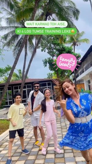 Ashita Dhawan Instagram - Here’s to all of us who made it through another week of faking adulthood 😉😋
Happy Friday 🩷
Keep the child in you,Alive😍
.
P.S- Wait karwao toh aise,ki 4 log tumse training LELE😅
Autocorrect ne LEKE kar diya yaar🤦‍♀️😋✌️🩷
📍 @silveroakresorturan 
.
.
#the4Gclan #wearefamily #familygoals #familia #familytime #staycation #beachresort #dhawanswhoarehappy #dhawanandonly #saileshgulabani #mytwins #meraarhmaan #meriamaira #ashitadhawan #dabbangdhawan #reel