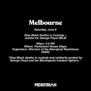 Ashleigh Cummings Instagram - WARNING: this post contains names of deceased people.

AUSTRALIA!! To protest systemic racism and the deaths of people like George Floyd and David Dungay Jr who both said in their final moments, “I can’t breathe” to police, mask up, keep 1.5m apart and use your voice! I’ll be joining you in spirit ❤️💛🖤 Remember: Black, Indigenous and POC communities are disproportionately affected by the virus so please take ALL precautions so we don’t perpetuate the injustices we’re fighting.

Repost from @pedestriantv
•
Protests in support of George Floyd, #BlackLivesMatter and Indigenous deaths in custody are being organised around the country – here's where to find them. More details at the link in bio.