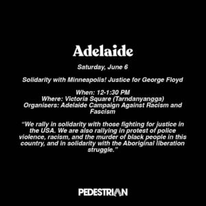 Ashleigh Cummings Instagram - WARNING: this post contains names of deceased people.

AUSTRALIA!! To protest systemic racism and the deaths of people like George Floyd and David Dungay Jr who both said in their final moments, “I can’t breathe” to police, mask up, keep 1.5m apart and use your voice! I’ll be joining you in spirit ❤️💛🖤 Remember: Black, Indigenous and POC communities are disproportionately affected by the virus so please take ALL precautions so we don’t perpetuate the injustices we’re fighting.

Repost from @pedestriantv
•
Protests in support of George Floyd, #BlackLivesMatter and Indigenous deaths in custody are being organised around the country – here's where to find them. More details at the link in bio.