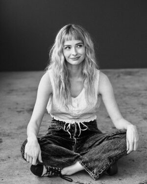 Ashleigh Cummings Instagram - Dreamy days pretending to be the subject for @wwd 🖤🖤🖤

With the following loves..
Plastic free photos: @emilysandiferphoto 
Vintage styling: @lucywarrenstyle 
Eco makeup: @jennaantonmakeup
Sustainable hairs: @marcmena
Organic laugh: @theledecompany
And of course, cage-free words: @leighnordstrom 

Link in bio to find out how I illegally got into acting 👌