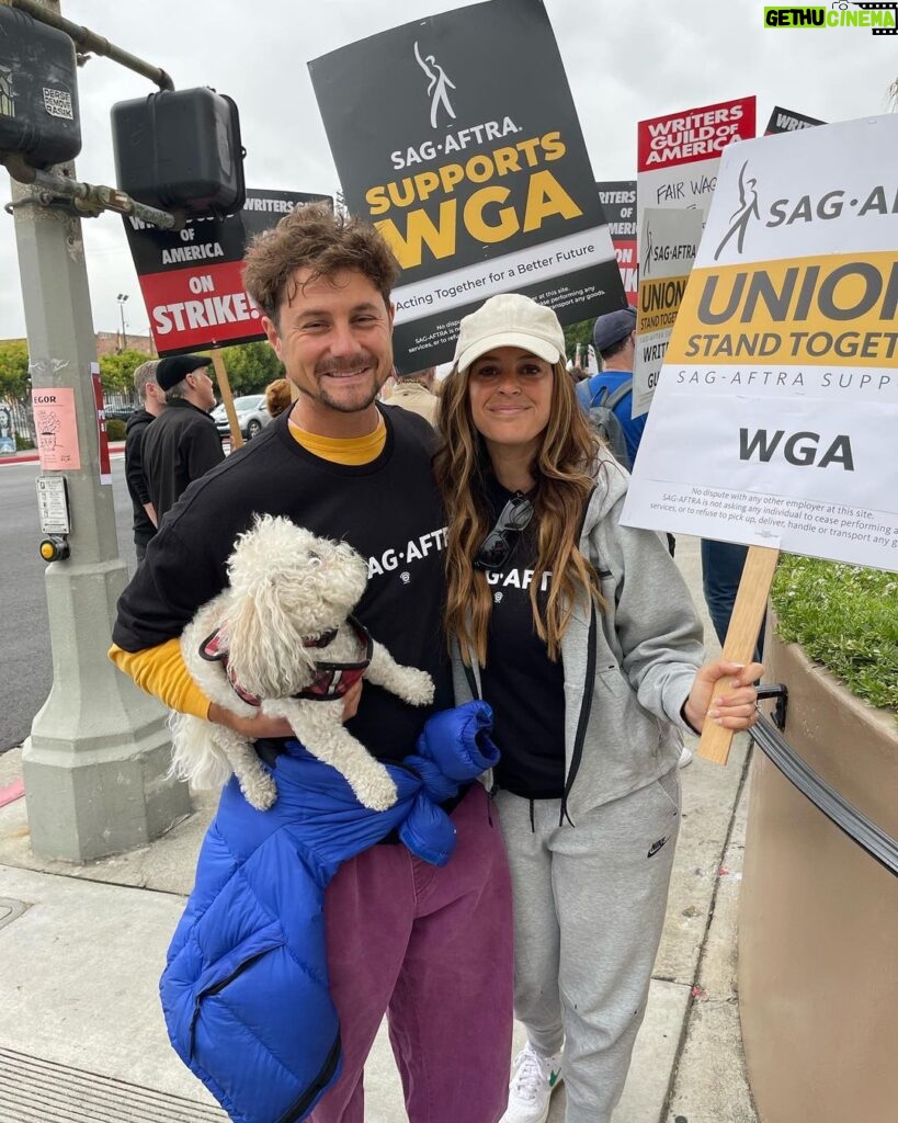 Augustus Prew Instagram - Cheech, me and Auntie Alexis out picketing the studios’ greed in support of our talented @wgawest writers!! As a proud @sagaftra union member, I’m here to support my colleagues and friends! We’re all in this together folks! No writers, no shows, no jobs for anyone. Pay our writers a fair livable wage AMPTP!! Los Angeles, California