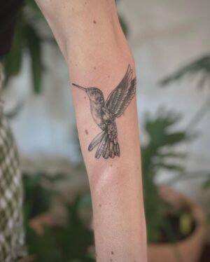 Barbara Dunkelman Instagram - Been waiting for this moment for years and it finally happened. I’m in love. Shoutout to my incredible artist, @sabotagedsiren at @tinytatsatx! 

The hummingbird is and always has been my favorite. You rarely see it at rest; it’s always working- a feeling I’m very familiar with. Among the many personal meanings behind this tattoo, I’ve also known I always wanted a bird- and this lil’ guy is just absolutely perfect.