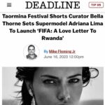 Bella Thorne Instagram – Thank you @Deadline !! 🎬 🌟
FINALLY able to share that @adrianalima will be attending the #InfluentialShorts @taorminafilmfestival gala 🎉🥂 to launch ” @FIFA : A Love Letter To Rwanda,” produced by #miluent . I wanted to invite Adriana and her short as she is offering us an interesting glance and combination of a country in its post-healing phase and an organization I want to know more about.

#bellathorne #adrianalima #taorminafilmfest #filmfest #shortfilm #fifa #redcarpet TaorminaFilmFest