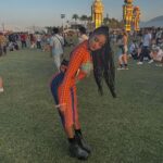 Bethany Clayton Instagram - She is the moment ⚡️ styled by @charlessuxx ❤️‍🔥 Dress @jeanpaulgaultier Shoes @jeffreycampbell Bag @diesel Coachella Music Festival