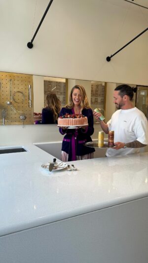 Blake Lively Instagram - @cedricgrolet and @blakelively created together a cake ! She surprised me so much with her talent! What do you think about it ? charlotte aux fruits xxl with her drinks so fresh @bettybuzz @bettybooze 🍾 #cedricgrolet #blakelively