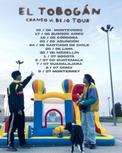 Borja Jiménez Mérida Instagram - Cráneo y Bejo se van a dar una vuelta 🌎✈️ ‘EL TOBOGÁN TOUR’ 16 / 06 Montevideo 🇺🇾 17 / 06 Buenos Aires 🇦🇷 18 / 06 Córdoba 🇦🇷 23 / 06 Asunción 🇵🇾 24 / 06 Santiago 🇨🇱 29 / 06 Lima 🇵🇪 30 / 06 Medellín 🇨🇴 01 / 07 Bogotá 🇨🇴 02 / 07 Guatemala 🇬🇹 07 / 07 Guadalajara 🇲🇽 08 / 07 CDMX 🇲🇽 09 / 07 Monterrey 🇲🇽 Entradas disponibles el 2 / 05 Con @djpimpmadfinger en los platos 📀 📀 Ya tenemos el disco a punto de salir del horno y huele a crema… ¿Quién tiene hambre? 📸 @alvarogars