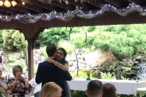 Brian Holden Instagram - Happy Anniversary, @merediddys! I loved our wedding so much. Especially in light of this pandemic, I think about how lucky we were to be surrounded by so much love on that day! But I’m not surprised because everything with you has love in it. You’re just the best person I’ve ever met! I can’t think of a single area of my life that isn’t remarkably more fun, more joyous, and more beautiful because you’re in it. I’m so lucky to have you as my life partner and wife. I can’t wait to do the Super Trooper choreo for the next 15 hours straight!