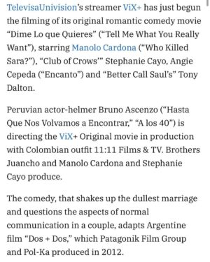 Bruno Ascenzo Instagram - Muy feliz y agradecido de poder trabajar con gente tan talentosa y a la que admiro desde hace mucho. ‘Dime lo que quieres’, pronto por @vixplus para Estados Unidos y Latinoamérica. 

🎬 : @1111films @beekeeperfilms 🐝