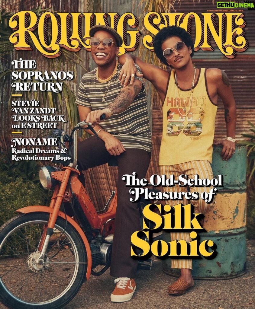 Bruno Mars Instagram - Thank you @rollingstone for putting them @silksonic boyz on your cover and thank you @jonahweiner for hanging out with us and capturing the chaos. Go check the article out when you get a chance. Album Drops January. 🍹✨ 📷 by @florentdechard