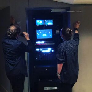 Bryce Dessner Instagram - David and Thom watching the last concert on the big brother surveillance screens @elbphilharmonie Thank you for a beautiful week @katiamariellelabeque @david_chalmin @thomyorke @philharmoniedeparis