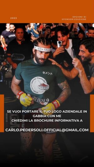 Carlo Pedersoli Jr. Instagram - Se vuoi portare il tuo logo aziendale in gabbia con me, chiedimi la brochure informativa contattandomi in DM 📥 o alla mail. - carlo.pedersoli.official@gmail.com