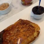 Casey Patterson Instagram - Sunday Brunch experiment ~ Creme Brûlée French Toast with Blueberry Grand Marnier and Cassis Compote, Meyer Lemon Zest and a little pyro 🔥 for the caramelized love on top 👩🏻‍🍳#brunch Soho