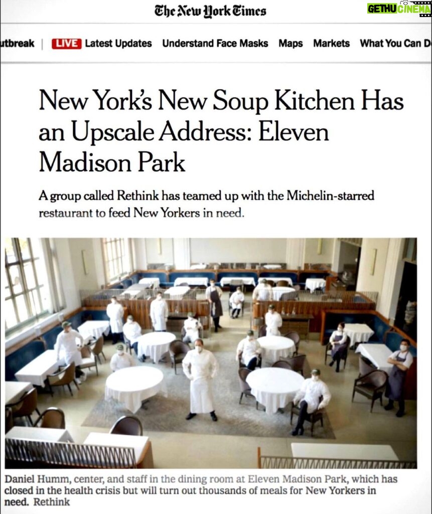 Casey Patterson Instagram - @elevenmadisonpark has always represented the finest #newyorkcity has to offer, and that’s never been more true than right now. @danielhumm has turned one of the most legendary kitchens in world, into a free commissary feeding those working on the front lines. #yeschef #newyorkproud Eleven Madison Park