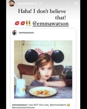 Casey Patterson Instagram - These two. I don’t deserve the very gracious @emmawatson & @emmaroberts 🙏💜 This was our mistake in editing and they couldn’t be lovelier or more wonderful about it. #emmasistersforever The kindness of women never ceases to amaze 👯‍♀️💜💜