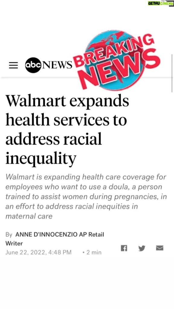 Charles S. Johnson IV Instagram - Well done @walmart 👏🏽 Repost from @nationalblackdoulas • We are excited to announce that our partnership with @walmart has expanded into 3 additional states, Illinois, Indiana & Louisiana. So if you're a Black or BIPOC Doula in these states and registered with the NBDA, @walmart will cover Doula services under their employee benefits plan for their employees to have Doula coverage. Up to a $1000!!! NEW YORK -- Walmart is expanding health care coverage for employees who want to enlist the services of a doula, a person trained to assist women during pregnancies, to address racial inequities in maternal care. After first offering doulas to employees in Georgia last year, the nation’s largest retailer said Wednesday that it will expand the same benefit to its employees in Louisiana, Indiana and Illinois. Black women are three times more likely to die from a pregnancy-related cause than white women, largely due to differences in the quality of health care, underlying chronic conditions and structural racism, according to the Centers for Disease Control and Prevention. Employing a doula as a part of a birthing team decreases C-sections by 50%, shortens the time of labor by 25% and decreases the need for other medical interventions by more than 50%, according to the National Black Doulas Association. Walmart said it chose to extend coverage to Louisiana, Indiana and Illinois because of the potential for instant impact for employees who live in those three states. The company said that in Louisiana, the mortality rate is five times higher for Black mothers than it is for white mothers. Walmart said that in Indiana, 33 counties don’t have OB-GYN services. “Our goal in expanding this doula benefit, a service that is not normally covered under traditional medical plans, is not only to make pregnancy easier for mothers in these states, but to help keep them safe,” wrote Lisa Woods, Walmart’s vice president. Full Article in IG stories and will be linked on our website www.blackdoulas.org Walmart Corporate Headquarters