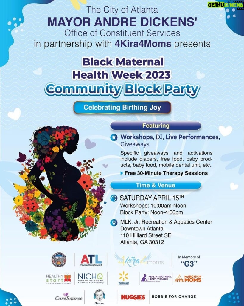 Charles S. Johnson IV Instagram - Saturdays block party is going to be EPIC! The outpouring of support is unbelievable. A very special thank you to all of our sponsors. @nathealthystart @walmart @bobbie @huggies @gerber @caresource Make sure to visit www.4kira4moms.com #blackmaternalhealthweek #celebrateblackbirthingjoy #blackmammasmatter #lovealwayswins #atlcares