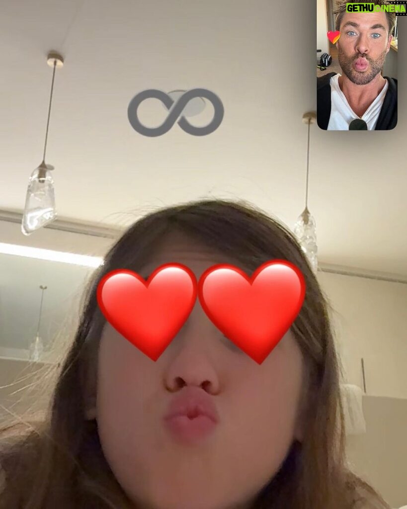 Chris Hemsworth Instagram - FaceTime chats with my little girl ❤️