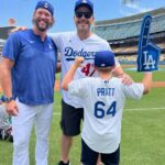 Chris Pratt Instagram - What a day! Jack and I got to hit the mound together, eat our bodyweight in Dodger Dogs and delivered the game opening announcement! Thank you @claytonkershaw for asking me to throw yesterday’s first pitch for faith and family day, what an honor! ⚾️ Let’s go Dodgers! Dodgers Stadium