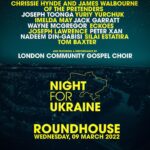 Chrissie Hynde Instagram - ICYMI, we’re pleased to confirm Chrissie and @therealjameswalbourne will be performing at The Roundhouse Camden tonight for @nightforukraine. Expect an evening of live music, spoken word poetry, film, and DJ sets All funds raised will be donated to the @disastersemergencycommittee, to support humanitarian and emergency response work in Ukraine and neighbouring countries. Tickets are still available through the link in bio See you there. -CHHQ