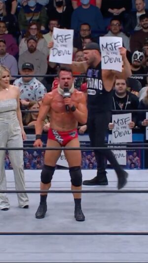 Christopher Lindsey Instagram - @roderickstrong says it’s so obvious that The Devil is AEW World Champion & @ringofhonor World Tag Team Champion @the_mjf! #AEWDynamite