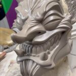 Cig Neutron Instagram - The daemon mask is done in all it’s glory! I’m so proud of this piece. This is the first piece I’ve done in so long that was just for me. I started it on a sculpt night with family and friends and then I allowed it to show me where it wanted to go. This is what was conjured. I’ll have copies available for sale soon both painted and unpainted. #mask #sculpture #art #tengu #oni #daemon #demon