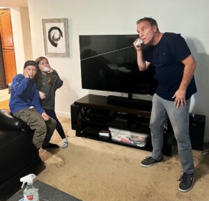 Craig Shoemaker Instagram - Showing my kids the phone I had when their age.  No dropped calls, light & airy, user friendly.  Our upgrade?  A longer string. 

2 more shows tonight @comedycastlemi Detroit, head home tomorrow, then take these 2 ride or dies to the desert, where I have shows @marvynsmagictheater La Quinta Weds night. (First show sold out, 2nd almost) 

Next I show the kids how to play kick the can, crack the whip, and burn bugs with a magnifying glass. 

You all have any more to add? 

#oldschool #family #fun #laughter #comedy #laughoutlove #lovemyfamily #singledad #standupcomedy #thelovemaster