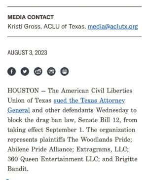 Cynthia Lee Fontaine Instagram - @aclutx sued the Texas Attorney General and other defendants Wednesday to block the drag ban law, Senate Bill 12, from taking effect September 1. The organization represents plaintiffs The Woodlands Pride; Abilene Pride Alliance; Extragrams, LLC; 360 Queen Entertainment LLC; and Brigitte Bandit.

B. 12 is an unconstitutional law that violates the First and Fourteenth Amendments and threatens the livelihood and free expression of many Texans, including drag performers. The ban targets any performance that could be perceived as “sexual” and proposes criminal penalties, including up to a year in jail, for artists and others who support them.

Simple : We will NOT be silenced ! This goes against  our rights !  To the Governor of Texas , lawmakers and senators who support this , we will fight back !  Please support @aclutx and please continue supporting Drag Performers ! 
#fyp #dragqueen #governoroftexas #humanrights #rupaulsdragrace