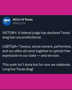 Cynthia Lee Fontaine Instagram - Victory : 
A Federal Judge has declared Texas Ban ( SB12) UNCONSTITUTIONAL !!!!!!

We can celebrate for now ! Tears to my eyes at this moment because Drag is love and fun ! Nothing else ! 

Thanks to @brigittebandit @aclutx and all the organizations who are fighting for our rights  with us ! Gracias 🙏🏻 

Let’s celebrate 🎊 
#sb12 #fyp #rupaulsdragrace #activist #advocate #dragislove #dragisnotacrime #happy #cucu #emotional #wewillcontinuetofight #hispana #boricua #proudDragqueen #orgullo #lgbt+