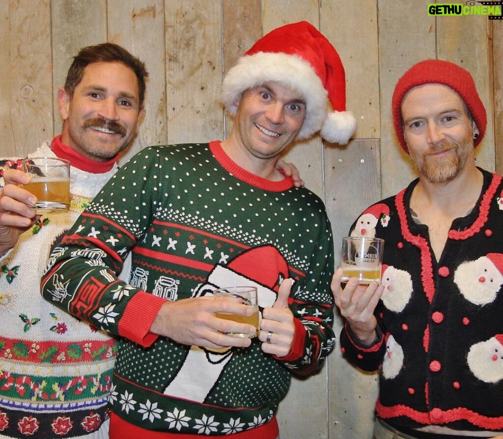 Dave Farrell Instagram - Merry Christmas and Happy Holidays to you all! Cheers 🥂 And who wore it best!?! @brendansteelegolf coming in strong with a little help from @m_shinoda ‘s Boris Holiday Sweater!