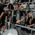 Dave Farrell Instagram - Working on my falconry, my drumming, and my familying... all with the #lafc and the #lafc3252 ! If you want to see the video, go check it out on @lafc ‘s page 🙌🏽 🦅 🖤💛 #LordOfFalcons BMO Stadium