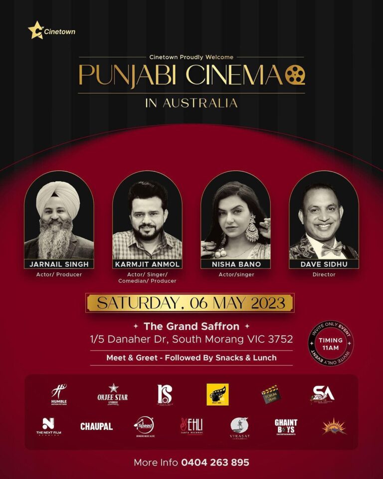 Dave Sidhu Instagram - We Proudly Welcome Punjabi Cinema in Australia Hosting an Meet & Greet with Karamjit Anmol Actor / Singer / Comedian Nisha Bano Actor / Singer Jarnail Singh Actor / Producer Dave Sidhu Director Cinetown is a movie database website that have database of movies, webseries from hollywood, bollywood to all over the world. Cinetown has a large Database Will help to conncet producers to Talent and talent to Productions Houses, International Film Makers are welcome to Australia to Produce Films and Shoot Projects , Indian Subconinent polupation has grown in australia 2006–2011- Aproxx 159,326 Indians in Australia 2011–2016- Aproxx 619,164 Indian in Australia 2020, there were over 7.6 million migrants living in Australia. This was 29.8% of the population that were born overseas. One year earlier, in 2019, there were 7.5 million people born overseas We are really Thnakful To The following Pollywood Prodctions and Distributors who is been Enterntaining indian subcontinent in australia NZ @humblemotionpictures @omjee_star_studio @ranjivsinglaproductions @karamjitanmol @forum_films @sachinankushproductions Sachin Ankush Productions @TheNextfilmStudios @chaupaltv @speedrecords Records @vehlijantarecords @virasatfilms @ghaintboysentertainment @kulwinderbilla Billa @neerubajwa Bajwa and All Cast & Crew #Cinetown #HumbleMotionPictures #ranjivsinglaproductions #karamjitanmol #nishabano #ForumFilms #sachinankush #TheNextFilmStudios #Chaupal #speedrecords #vehlijanta #virasatfilms #ghaintboysentertainment #neerubajwa #kulwinderbilla