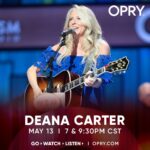 Deana Carter Instagram - Nashville, TN! I will be performing at the @opry this Saturday, May 13th! It's going to be a great time! Go to Opry.com for more info on how to go in person or tune-in from home on @wsmradio! I hope to see you there! Special thanks to @ernieball and @fender .