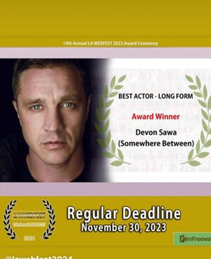 Devon Sawa Instagram - Won this award for a summer limited ABC show that picked up steam on streaming. SOMEWHERE BETWEEN. Now Netflix in USA.