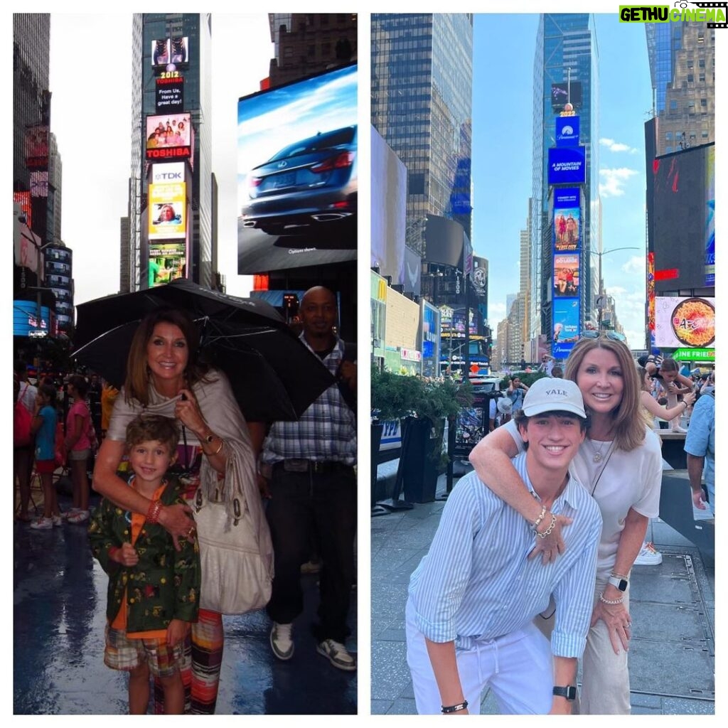 Dixie Carter-Salinas Instagram - July 22, 2012 and July 22, 2022. My beautiful baby boy now soars over me. What a great few days having him with me in NYC for work and him taking on the Big Apple solo at times 😳. #wherehasthetimegone 💜💜 Times Square, New York City