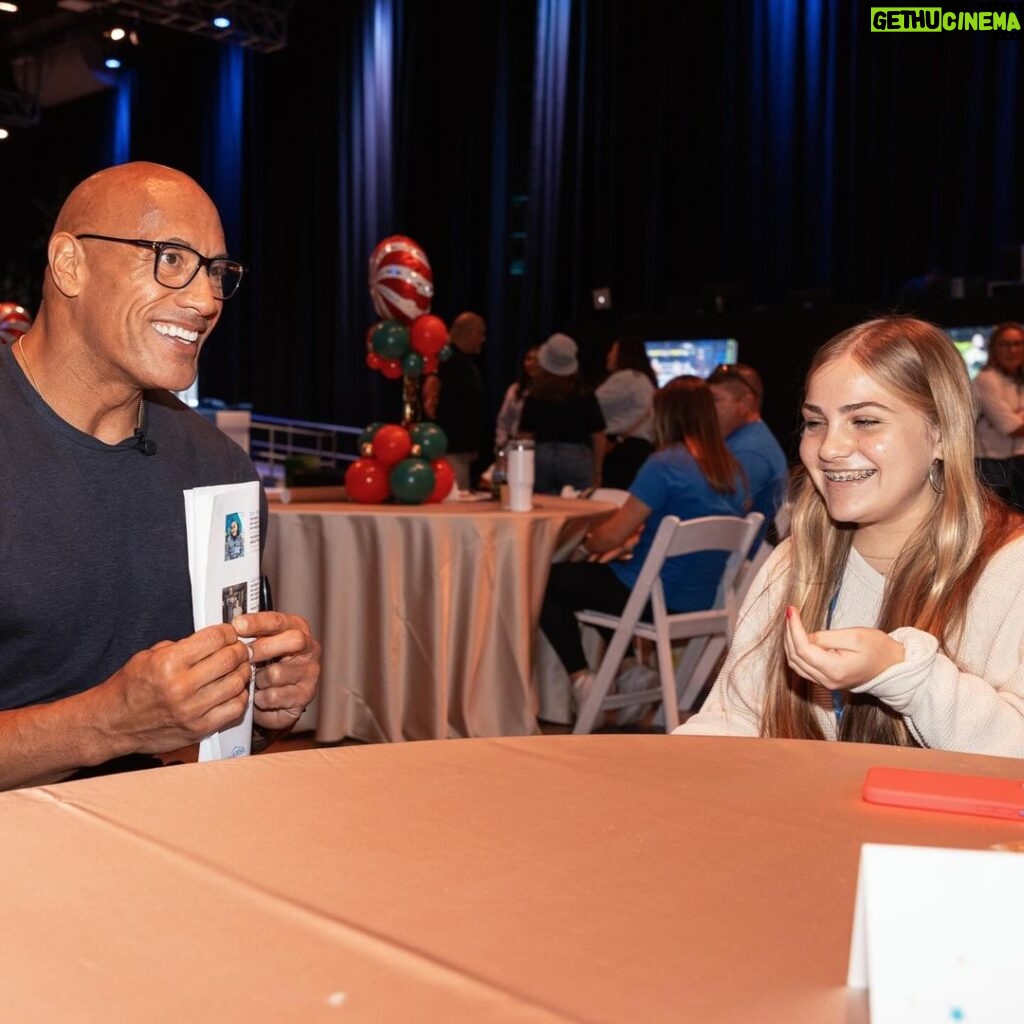 Dwayne Johnson Instagram - This is Gabrielle Cox from @makeawishamerica. She’s 15 and she’s awesome! Gabrielle’s wish was to meet me. Truth is, I was lucky to meet her. Very cool girl who has this strong measured teenager demeanor and you can tell when she locks into something, she does it. I love it! So much negativity in the world today, but if you look deeper - you’ll find so many good things and good people, and Gabrielle is one of them. #MakeAWishDay #21Kids #BestDayEver