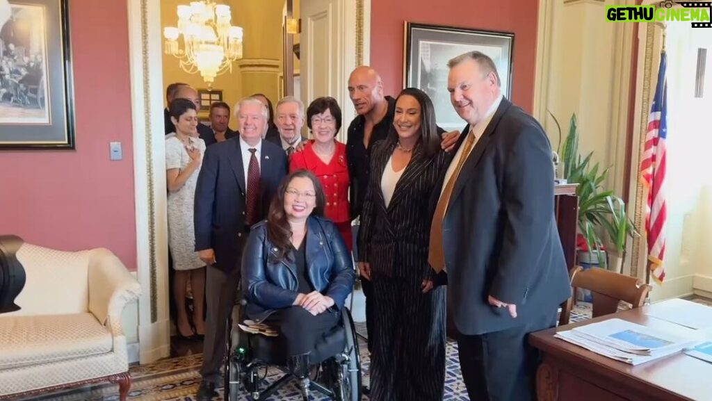Dwayne Johnson Instagram - Thank you to our U.S. Senators for the invite to DC and leading a very productive meeting. Both sides - looking forward to working with you on our task at hand. I appreciate your time and see you down the road. @lindseygrahamsc @senduckworth @senatordurbin @sensusancollins @senatorjontester @sentoddyoung @senatorwicker @senjackreed_ri @senschumer