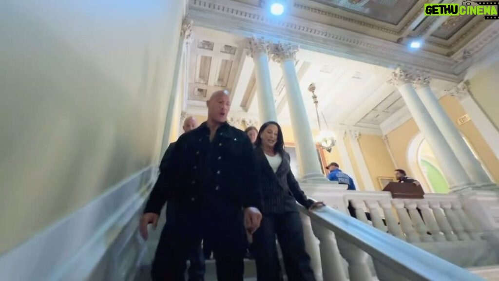 Dwayne Johnson Instagram - Famed steps of our United States Capitol Building - took an important meeting here. Appreciate everyone’s valuable time. Very productive. You could feel the energy + mana as we walked through these iconic halls⚡️💪🏾 * humbling/motivating to think about the history of this incredible building, completed in 1800 🇺🇸