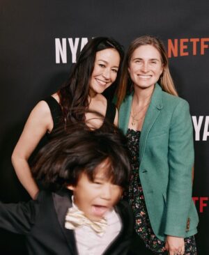 Elizabeth Chai Vasarhelyi Instagram - @nyadmovie premiered in theaters last week on October 20th.  It will continue to play this week on the big screen worldwide until it debuts on @netflixfilm November 3rd. There have been many special moments especially as we’ve been working on this film for over three years and it’s our “narrative feature” (fiction) debut. With al the suffering in the world it’s been hard to find the words or motivation to share these moments as there are CRITICAL events and issues  right now both here and abroad. That said, @nyadmovie is based on the true story of Diana Nyad who woke up at 60 and realized that while the world thinks it’s done with her - she’s not done. Nyad goes on to attempt her dream swim the 110 miles from Cuba to Florida. Working with Annette Bening, Jodie Foster, Rhys Ifans, Chris Tellefsen @jakebraver @claudiomirandadop @alexandredesplatofficial @jimmychin many of whom are parents to daughters and understand the importance of this story.  It’s been a privilege working with all of you. Thank you. And the cake is the brainchild of @ccpanos 🙏♥️🙏