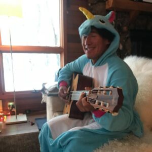 Elizabeth Chai Vasarhelyi Instagram - Here we go… happy Father’s Day to one hell of an / a: Easter egg dyer, cat ear sporting, child exhausting, gladiatorial, bear teasing, ice cream stealing, mug face making, mochi loving, construction working, unicorn onesie guitar playing hunk of a dad (partner!) @jimmychin we love you even when you strike a pose. ♥️♥️♥️♥️♥️