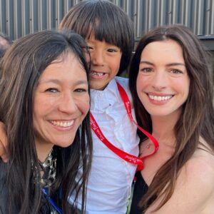 Elizabeth Chai Vasarhelyi Instagram - So James said “I think that’s Marina’s favorite actress (#princessdiaries) we should take a picture with her… Marina will be sooooo jealous” @jimmychin @janetyangofficial @natgeodocs @c_albert @chanelofficial @carolyntangel