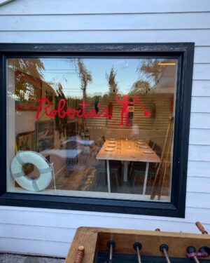Elizabeth Chai Vasarhelyi Instagram - Welcome to the hood @robertaspizza #montauk Carlo is one of those friends whom I’ve known through many lifetimes it was amazing to fete the coolest or should I say hottest chef around - #carlomirarchi opening night in Montauk! (And intro him to @jimmychin and M&J) We enjoyed the clam pizza and more pizzas, squid, endive salad, The Uni (a la a buckwheat crepe) and of course the epic soft serve… the vibe is chill and fun but come for the food - it’s delicious. Congratulations Carlo.
