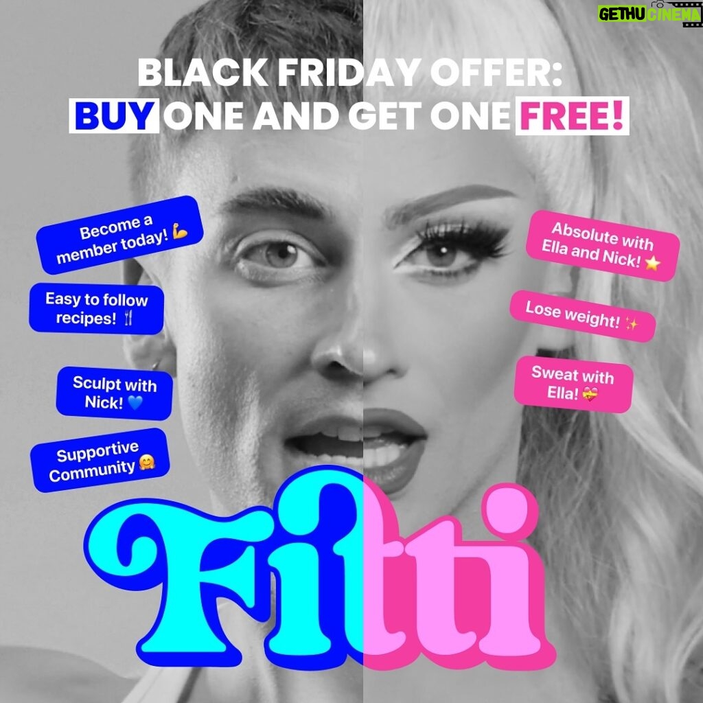 Ella Vaday Instagram - Because Two is Always Better Than One! 💗💙 Our BLACK FRIDAY offer is out now! Get ready to double your fitness fun with our 'Buy One Get One Free' offer on Sweat and Sculpt plans. 👀👀👀 Burn calories with sass and build muscle with style – it's Fitti season! 🍑✨ Head to Fittiplan.com now or click the link in my bio 💪🏻 #fiti #fittiplan #sweat #workout #blackfriday #workingout #homeworkout #sweat #sculpt #exercise #buyonegetonefree #weightloss #toning #athomeworkouts