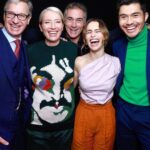 Emilia Clarke Instagram - Well we didn’t have ANY fun, AT ALL, EVER... in the making OR the promoting of this very magical movie of ours @lastchristmasthemovie Lucky lady am I to call these reprobates my colleagues and life long friends... #🥰 #🥳 #🙌 #ididntevenknowmygobwasthisenormous #anythinginmymolers?! #goandseethisgemandtheresmoreofthishappinesstosee #🏆 #❄️ @paulfeig @henrygolding