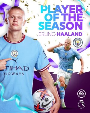 Erling Haaland Instagram - Proud and humbled to become the first-ever footballer to win both the Premier League Player of the Season and Premier League Young Player of the Season. Thanks to my family, fans, teammates and the whole staff for this! 🏆 ➕ 🏆