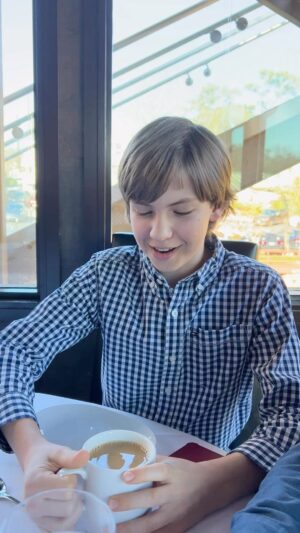 Ethan Thomas Jung Instagram - First time trying coffee. Not a fan. I hear it’s an acquired taste… ☕️ #coffee #firsttime #notafan #maybenexttime #brunch #dining #food