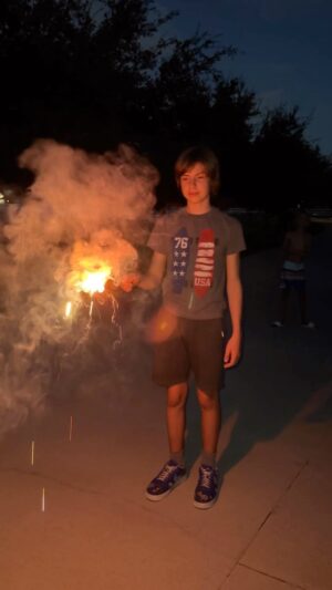 Ethan Thomas Jung Instagram - Cheesecake 🇺🇸 and fireworks 💥 #happyfourth #fourthofjuly #fireworks #cheesecake #sparklers #dessert #flag